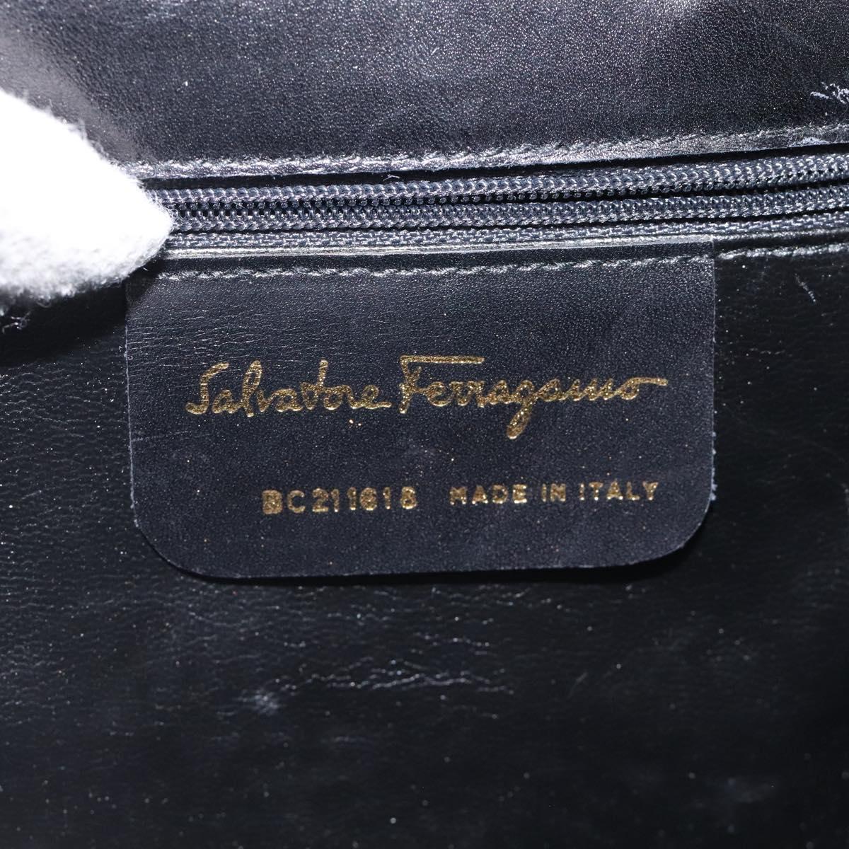 Salvatore Ferragamo Shoulder Bag Leather Black Gold Auth BA1085