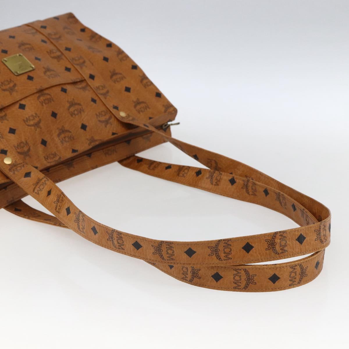 MCM Vicetos Logogram Shoulder Bag PVC Leather Brown Gold Auth BA10851