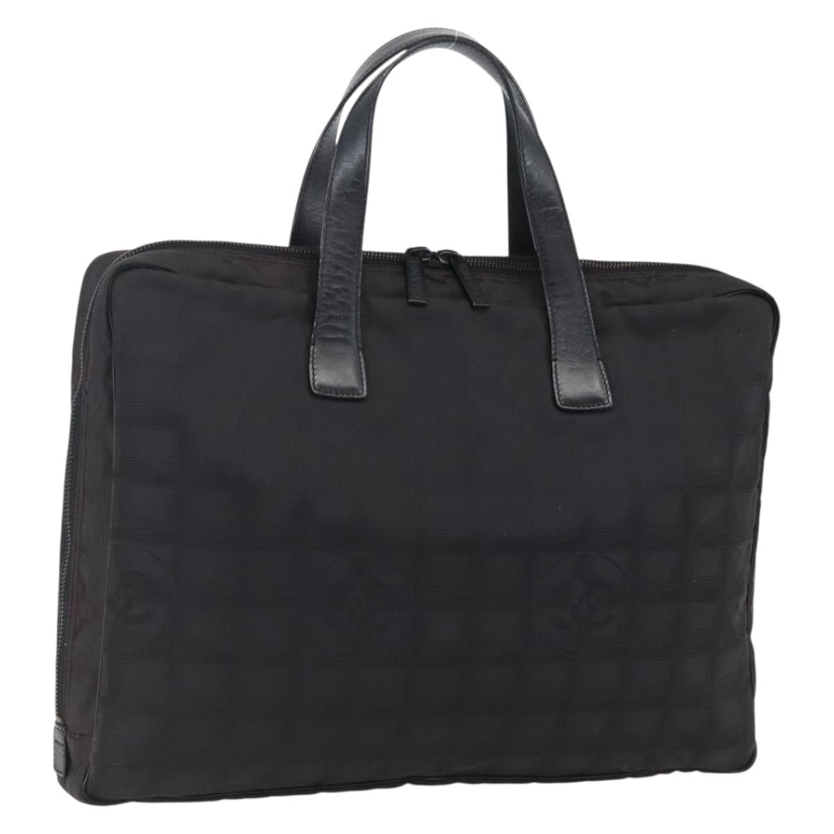 CHANEL New Travel Line Hand Bag Nylon Black CC Auth BA10852