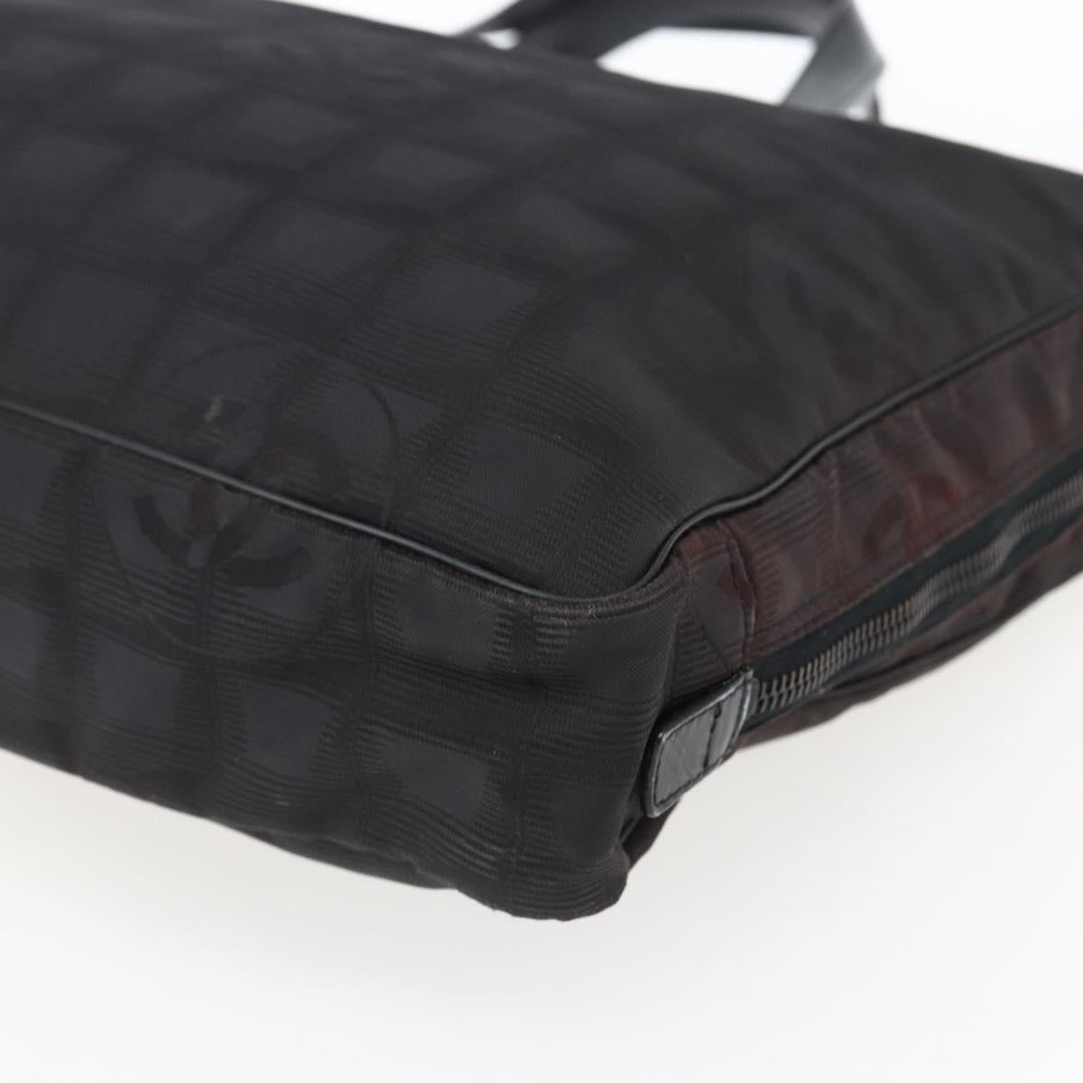 CHANEL New Travel Line Hand Bag Nylon Black CC Auth BA10852