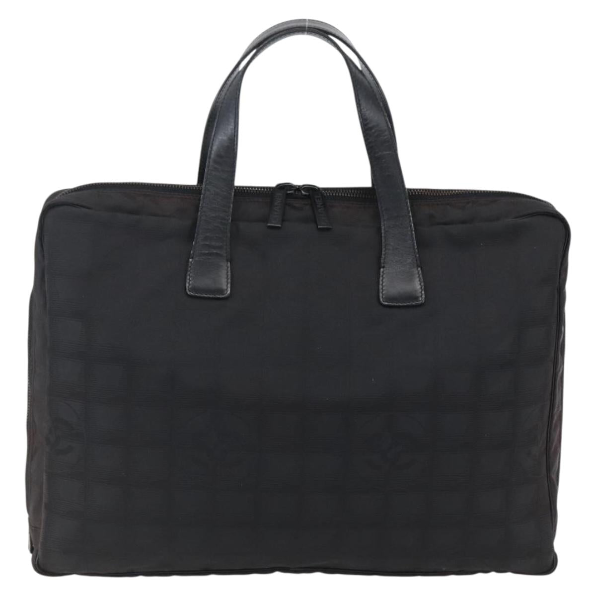 CHANEL New Travel Line Hand Bag Nylon Black CC Auth BA10852