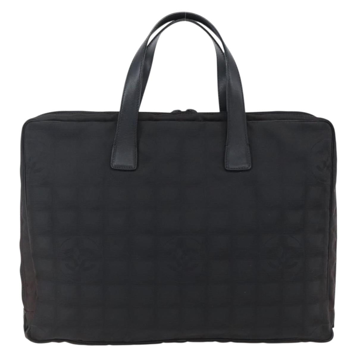 CHANEL New Travel Line Hand Bag Nylon Black CC Auth BA10852