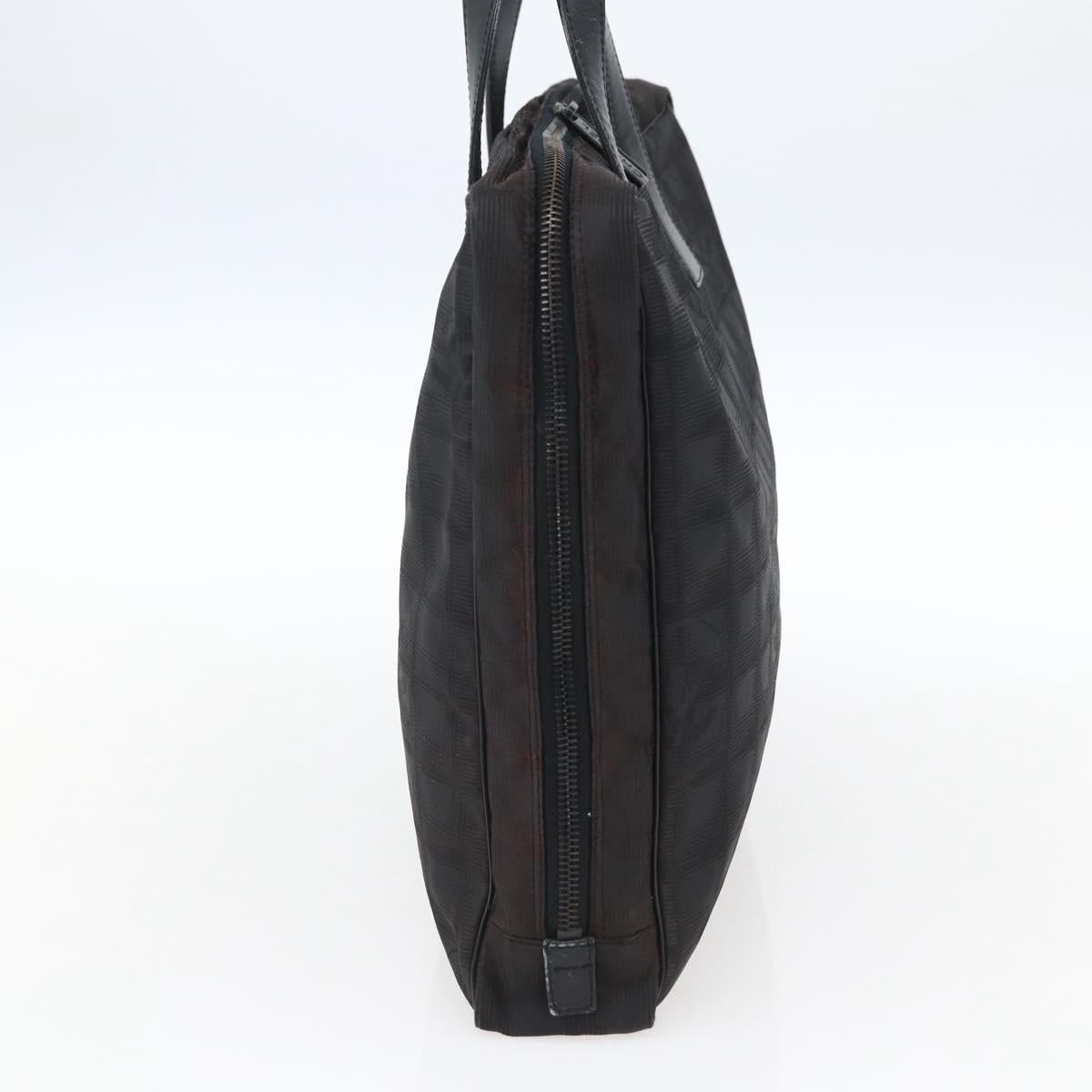 CHANEL New Travel Line Hand Bag Nylon Black CC Auth BA10852