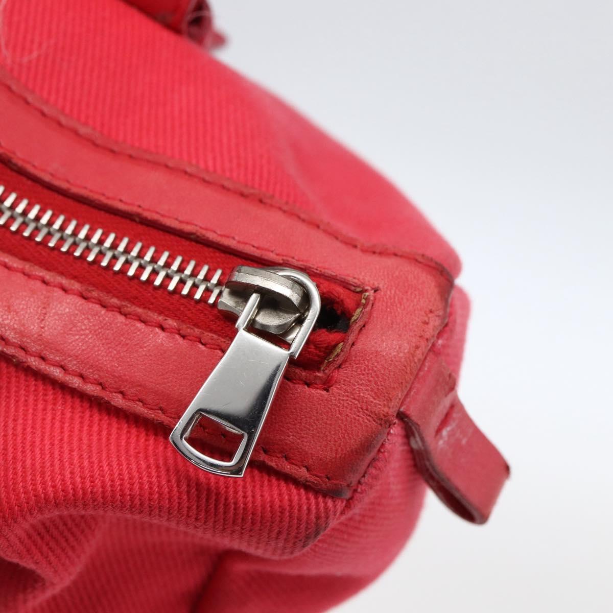 SAINT LAURENT Hand Bag Canvas Red Silver 129360 Auth BA10853