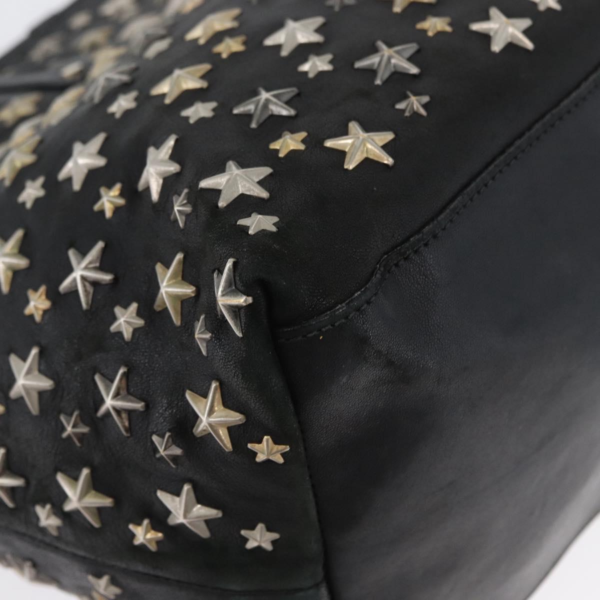 Jimmy Choo Tote Bag Leather Black Gold Auth BA10854