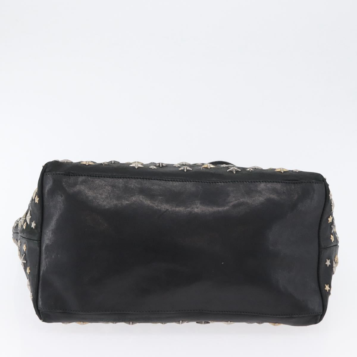 Jimmy Choo Tote Bag Leather Black Gold Auth BA10854