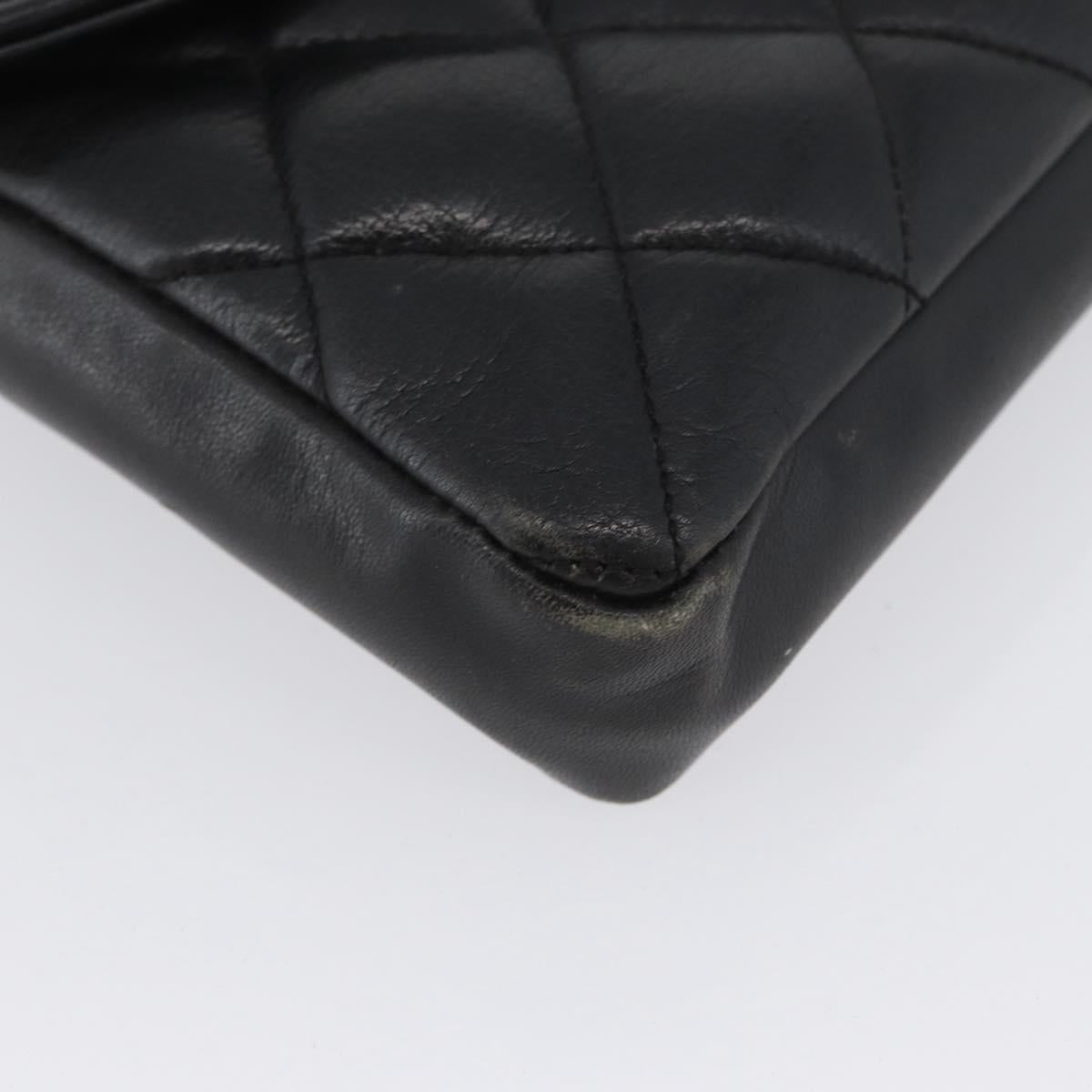 CHANEL Matelasse Waist Bag Leather Black Gold CC Auth BA10856