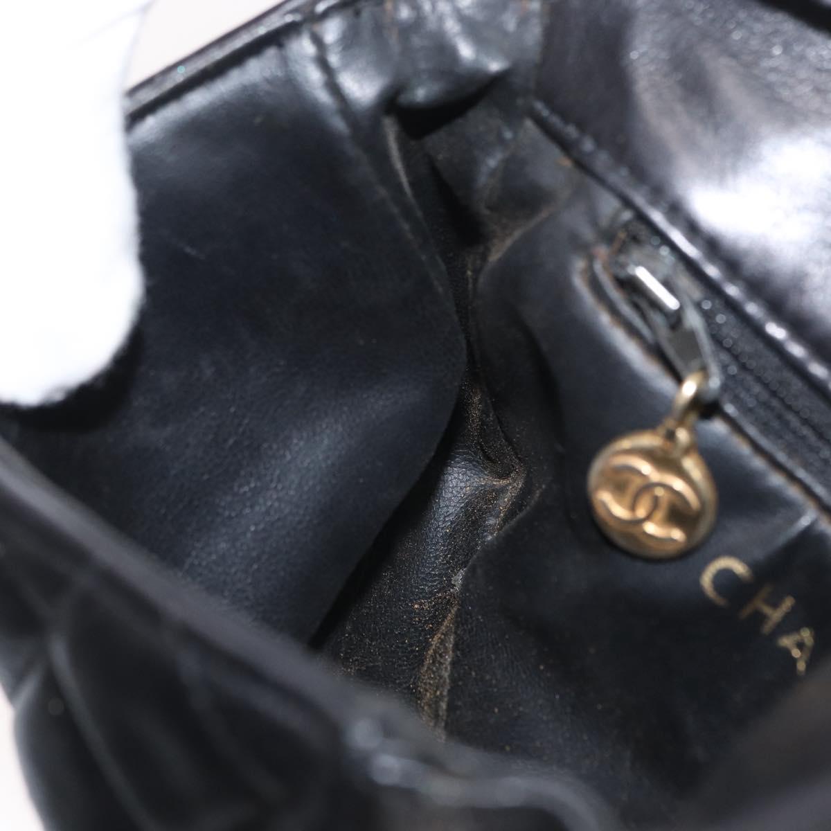 CHANEL Matelasse Waist Bag Leather Black Gold CC Auth BA10856