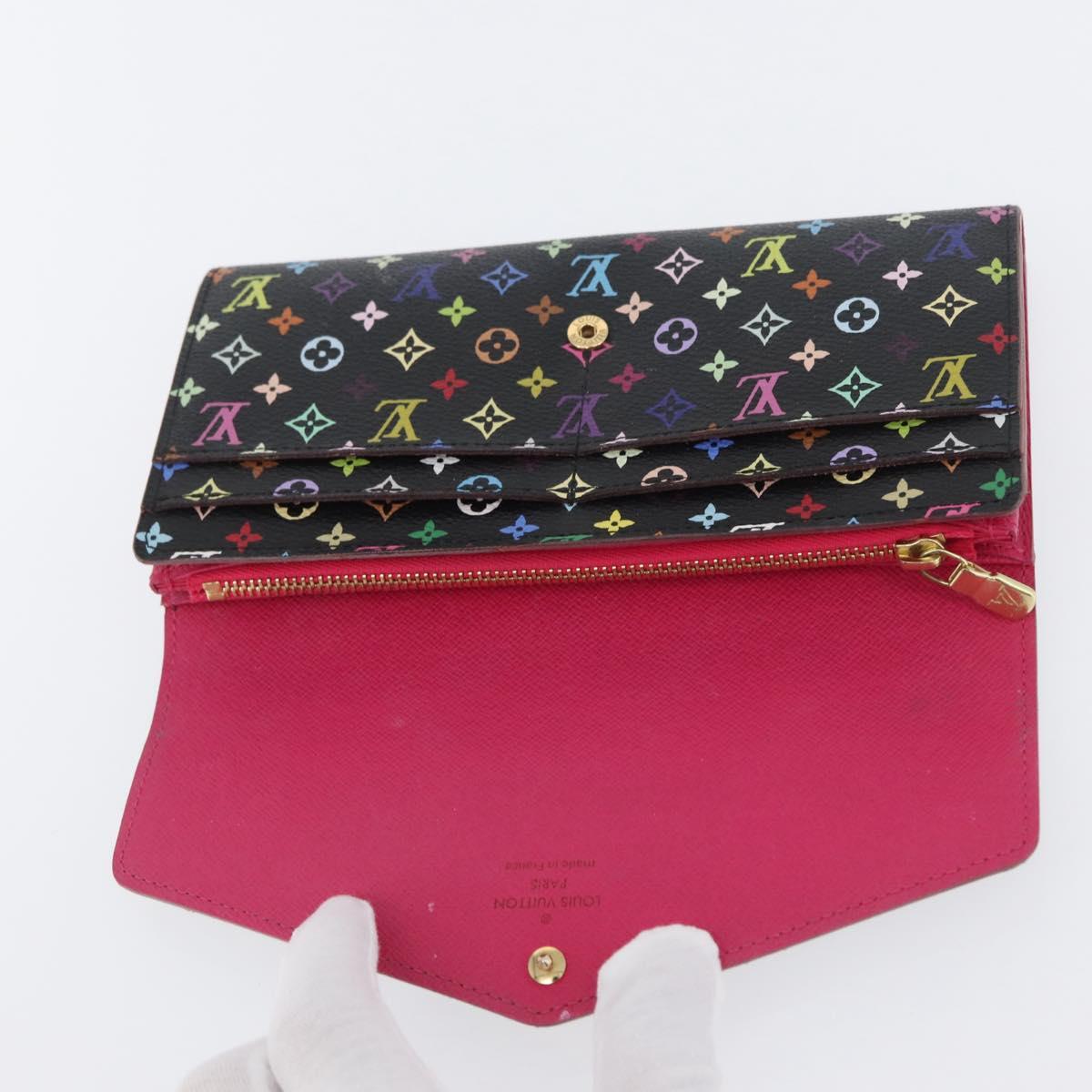LOUIS VUITTON Multicolor Portefeiulle Sarah Wallet Black M60668 LV Auth BA10859V