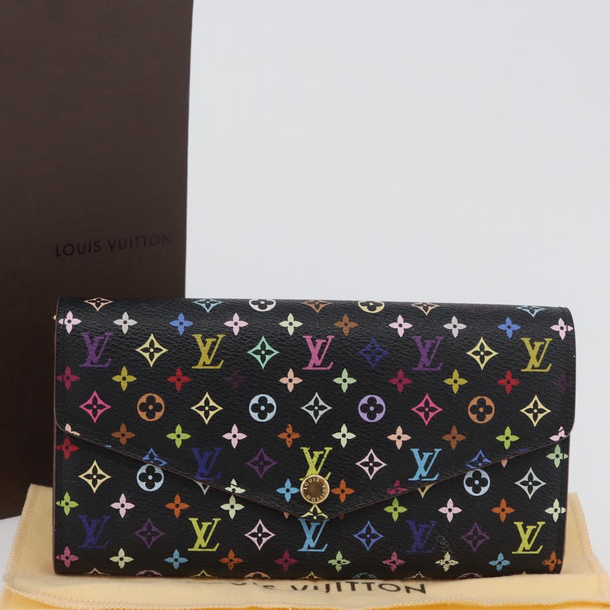 LOUIS VUITTON Multicolor Portefeiulle Sarah Wallet Black M60668 LV Auth BA10859V