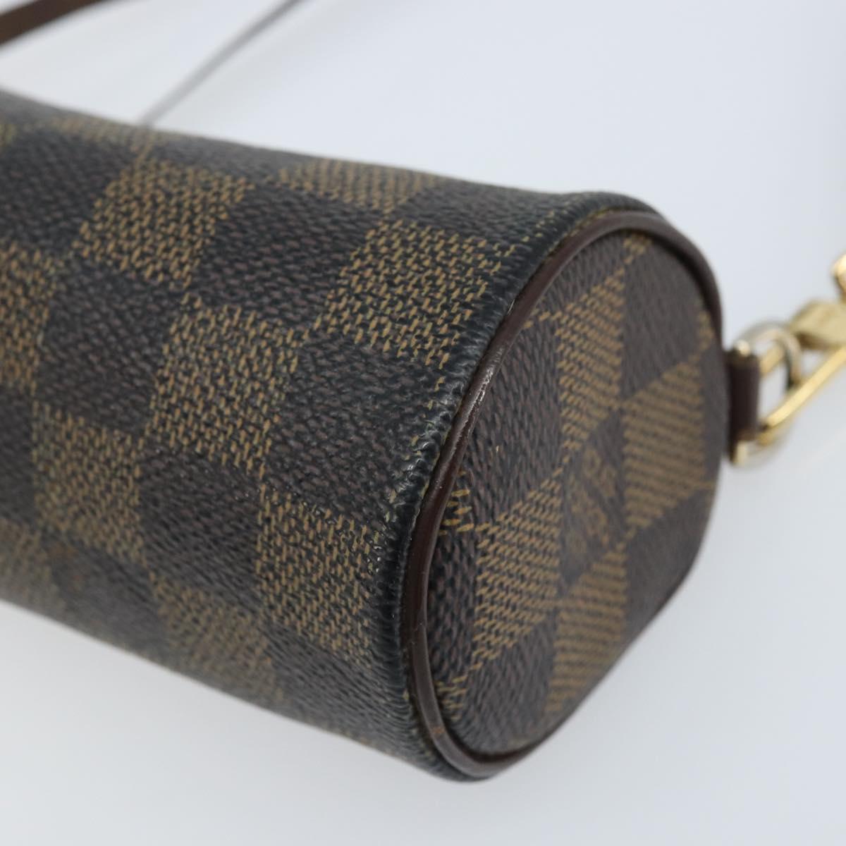 LOUIS VUITTON Damier Ebene Papillon Pouch LV Auth BA10869