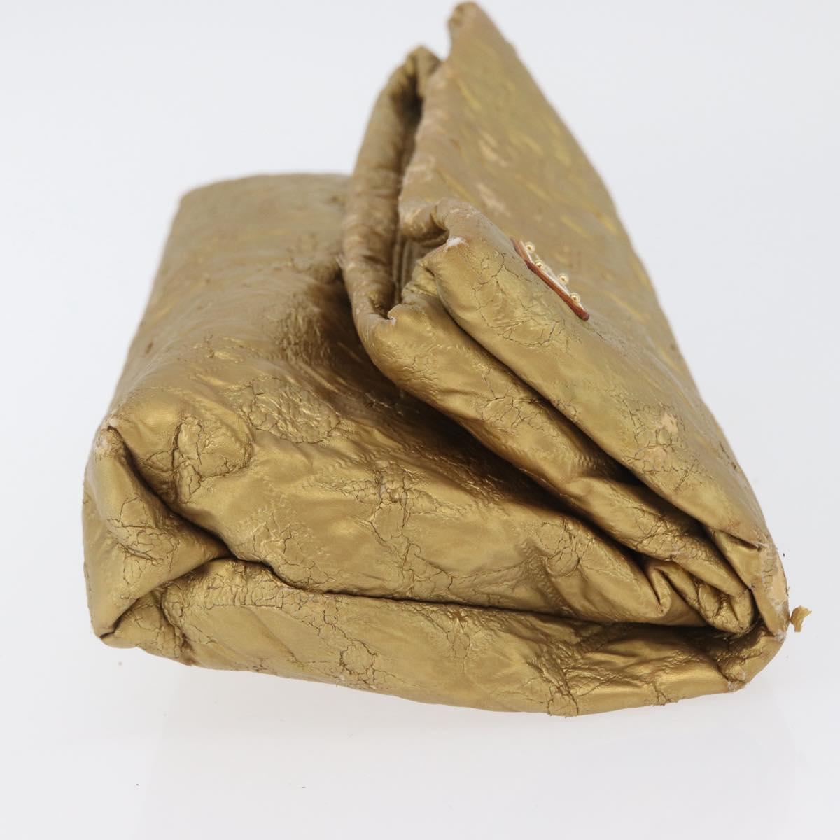 LOUIS VUITTON Monogram lime light Clutch MM Clutch Bag Gold LV Auth BA10873