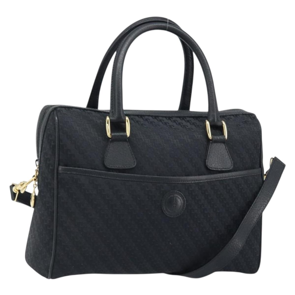GUCCI Hand Bag Canvas 2way Black Gold 000 58 0256 Auth BA10874