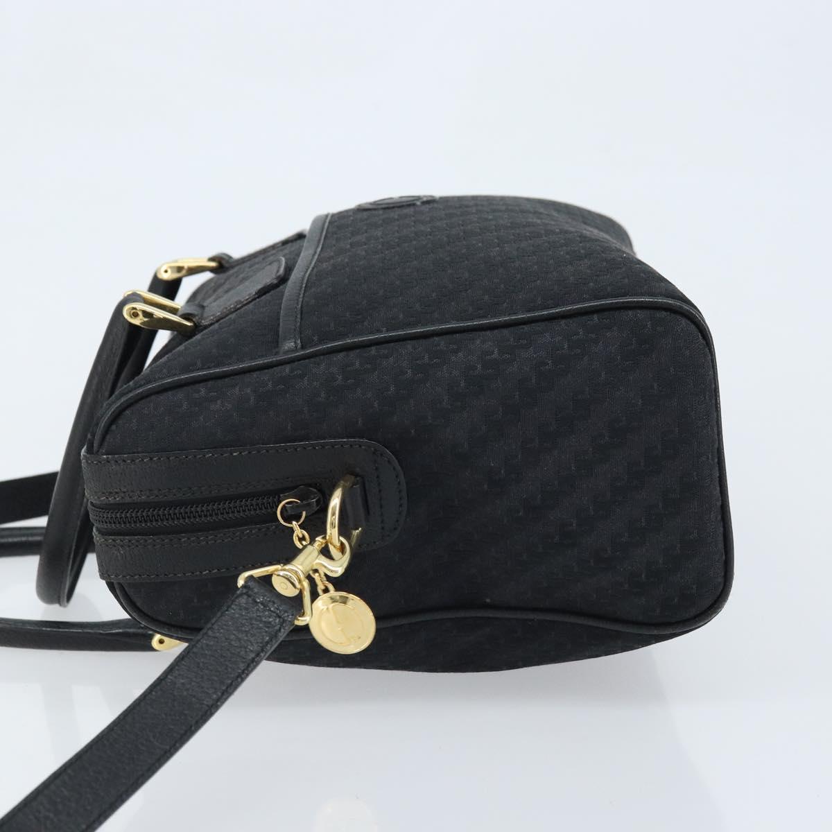 GUCCI Hand Bag Canvas 2way Black Gold 000 58 0256 Auth BA10874