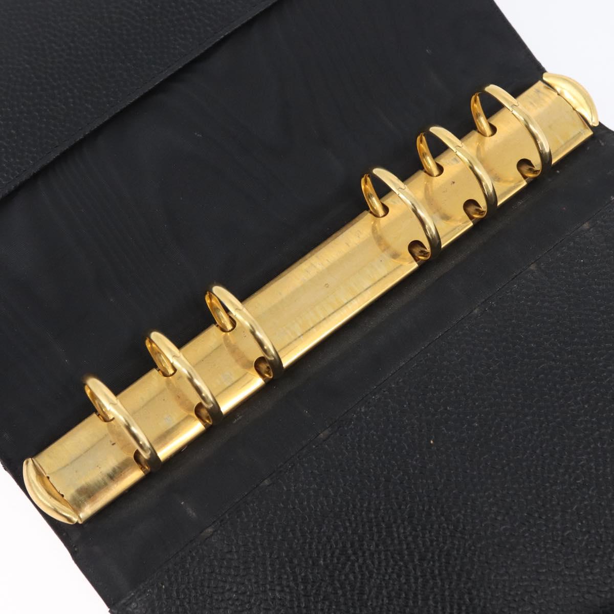 CHANEL Day Planner Cover Caviar Skin Black Gold CC Auth BA10875