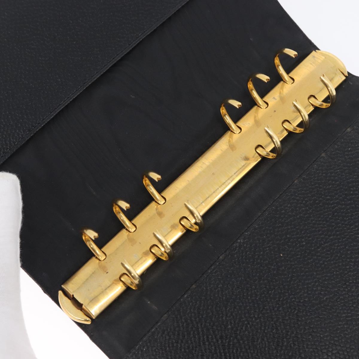 CHANEL Day Planner Cover Caviar Skin Black Gold CC Auth BA10875