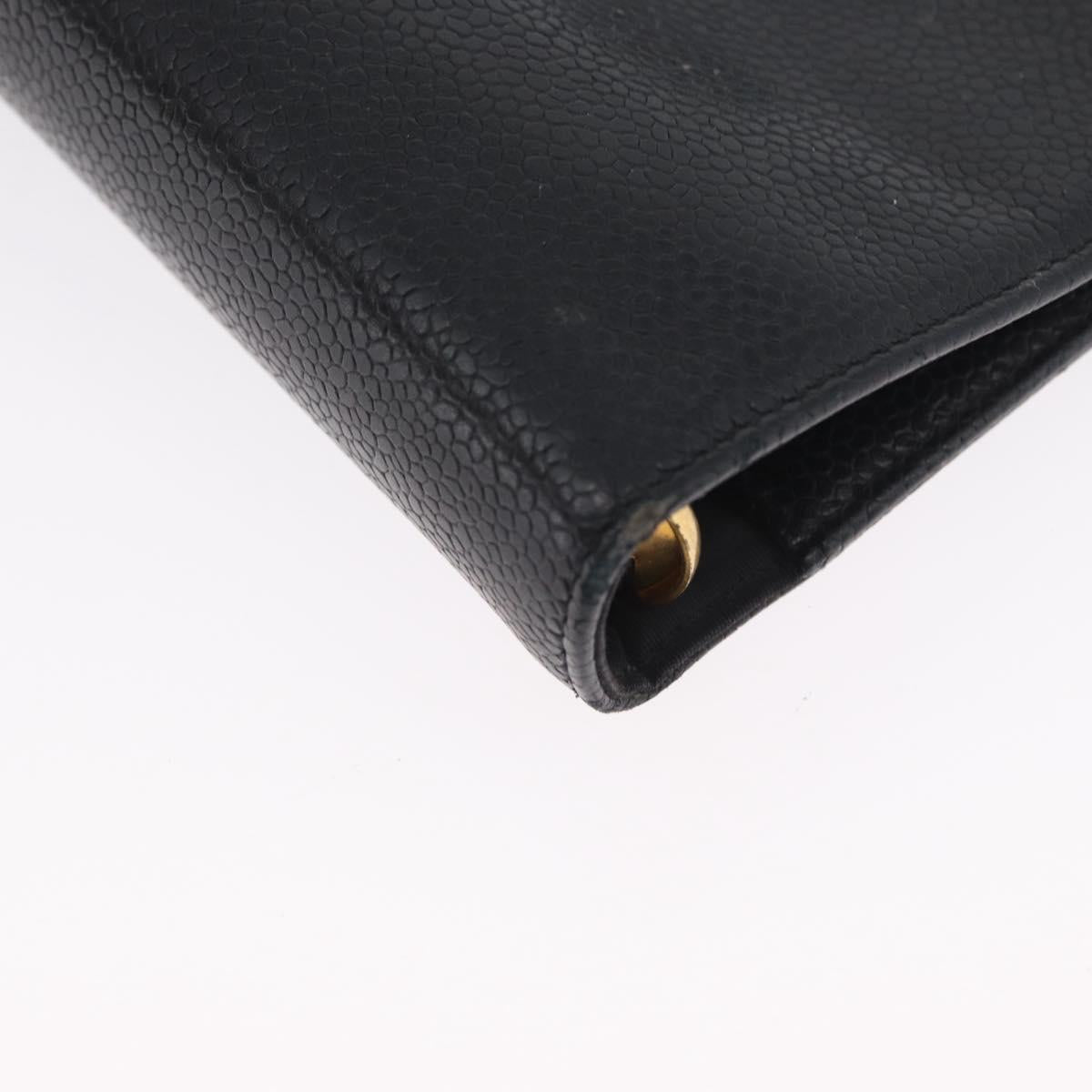 CHANEL Day Planner Cover Caviar Skin Black Gold CC Auth BA10875