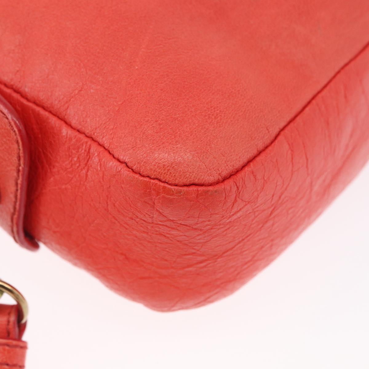 Chloe Shoulder Bag Leather 2way Red Gold Auth BA10876
