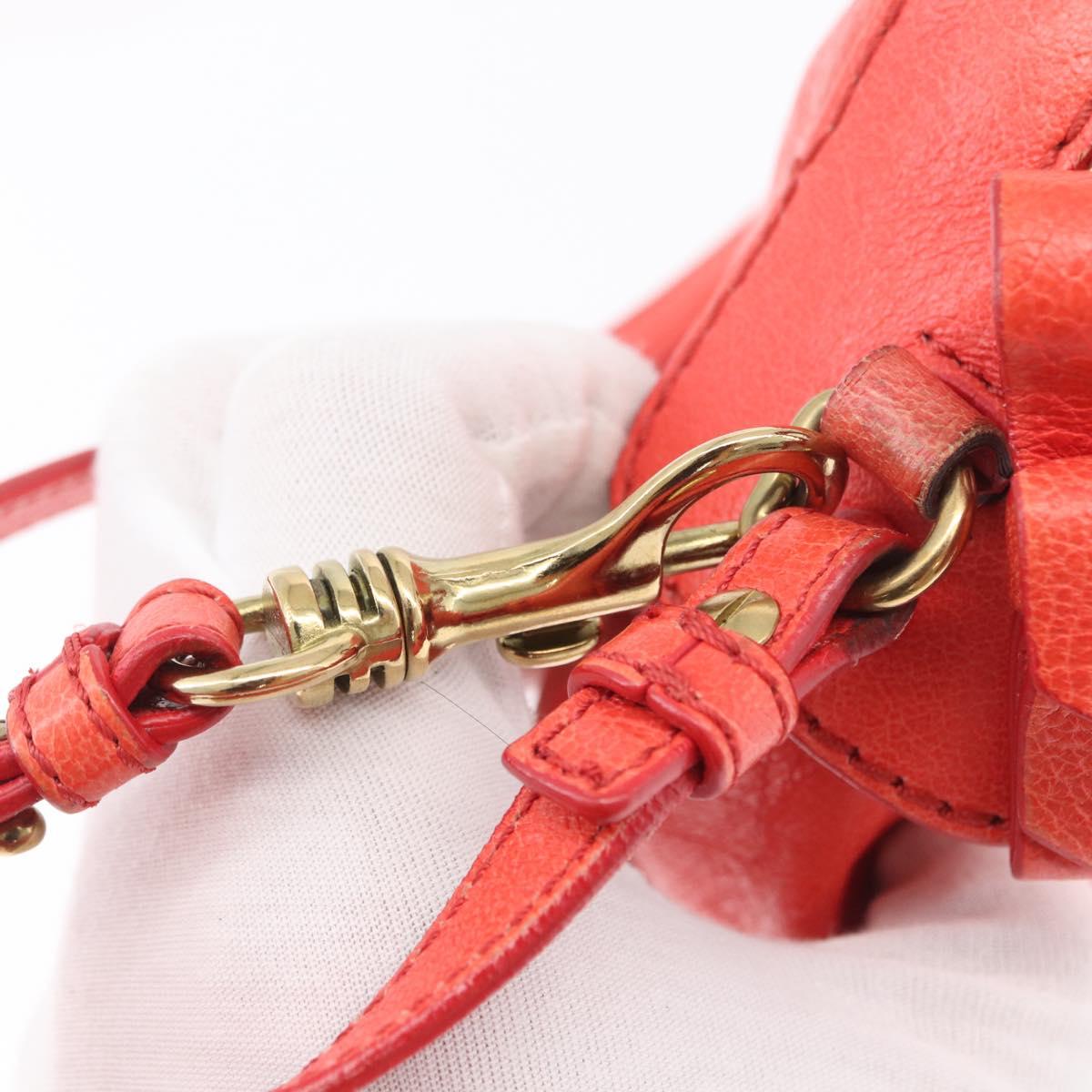 Chloe Shoulder Bag Leather 2way Red Gold Auth BA10876