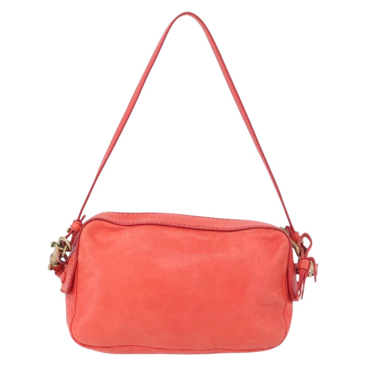 Chloe Shoulder Bag Leather 2way Red Gold Auth BA10876