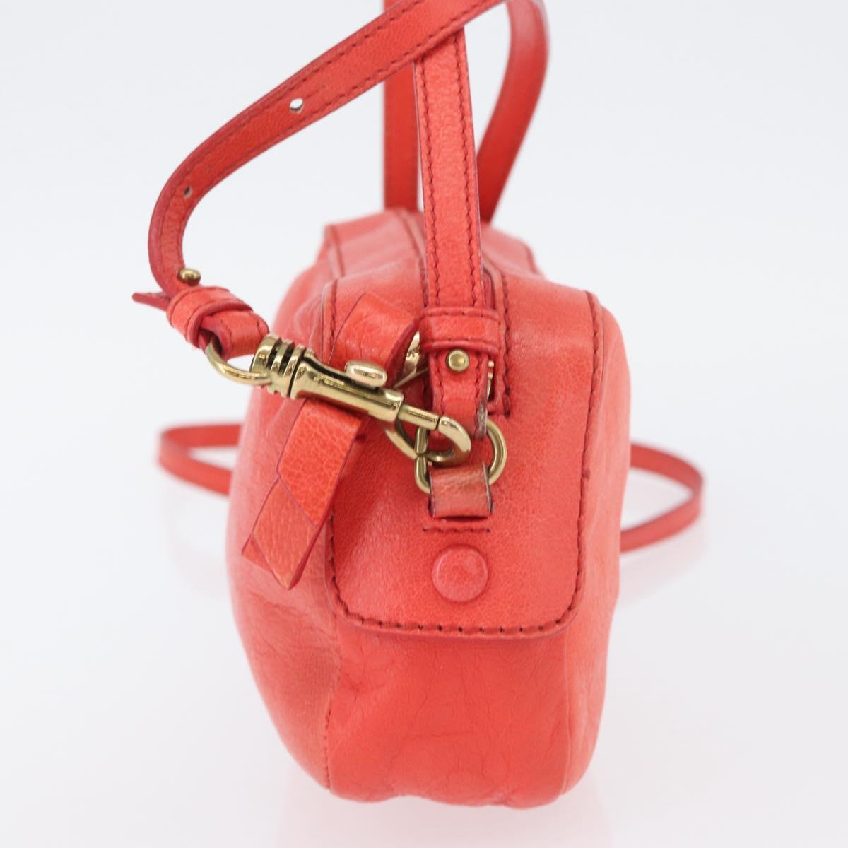 Chloe Shoulder Bag Leather 2way Red Gold Auth BA10876