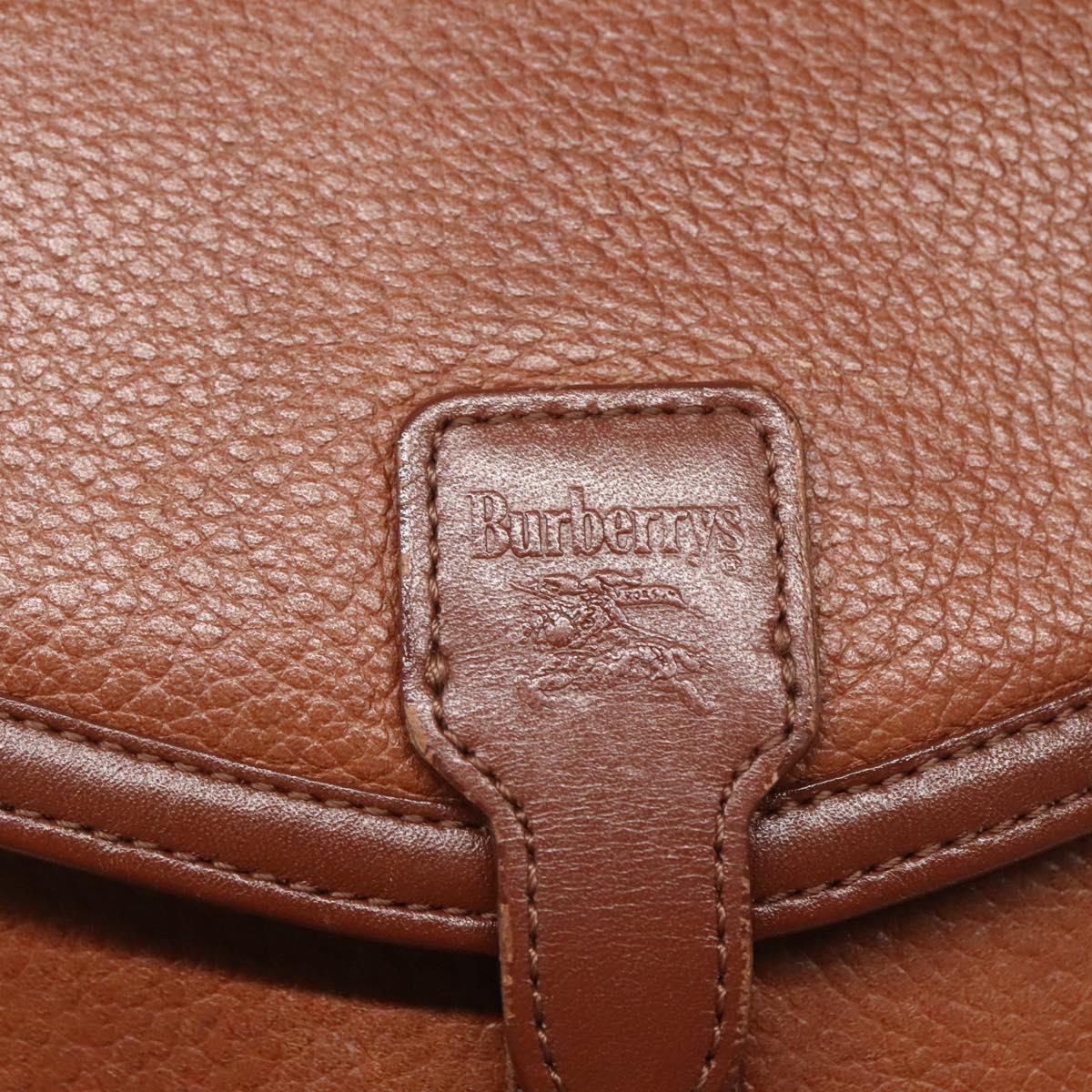 Burberrys Shoulder Bag Leather Brown Gold Auth BA1088