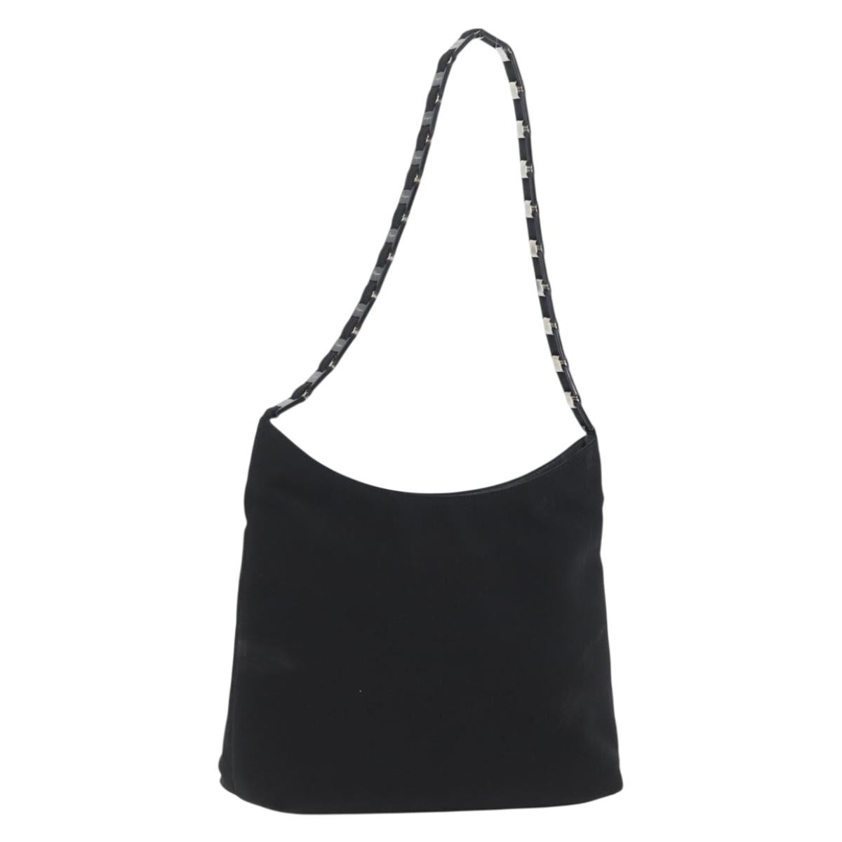 Salvatore Ferragamo Chain Vala Shoulder Bag Nylon Black Auth BA10885