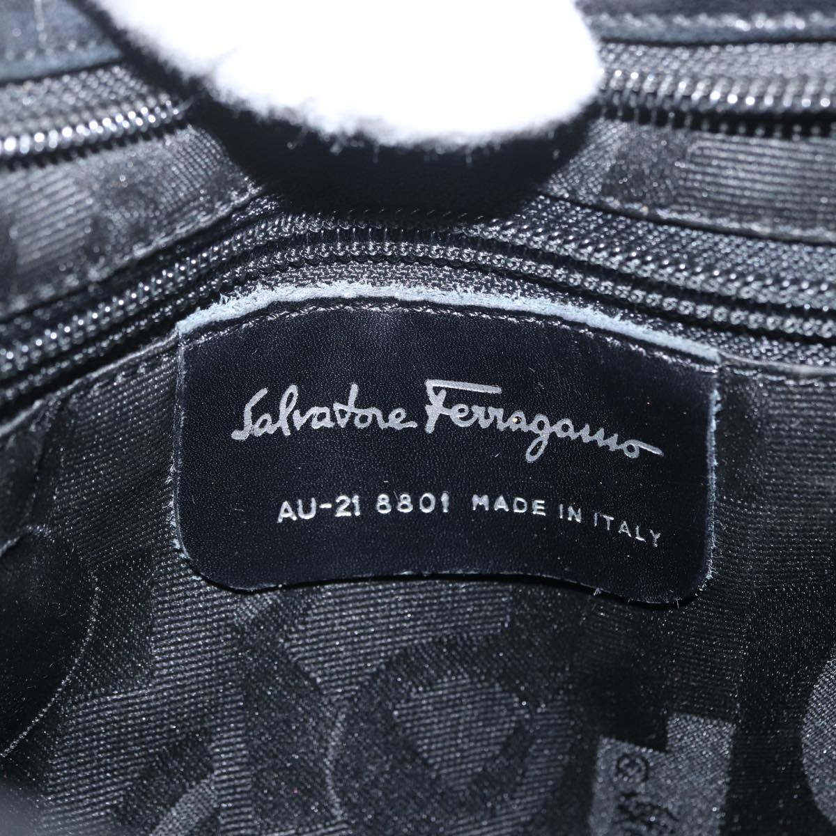 Salvatore Ferragamo Chain Vala Shoulder Bag Nylon Black Auth BA10885