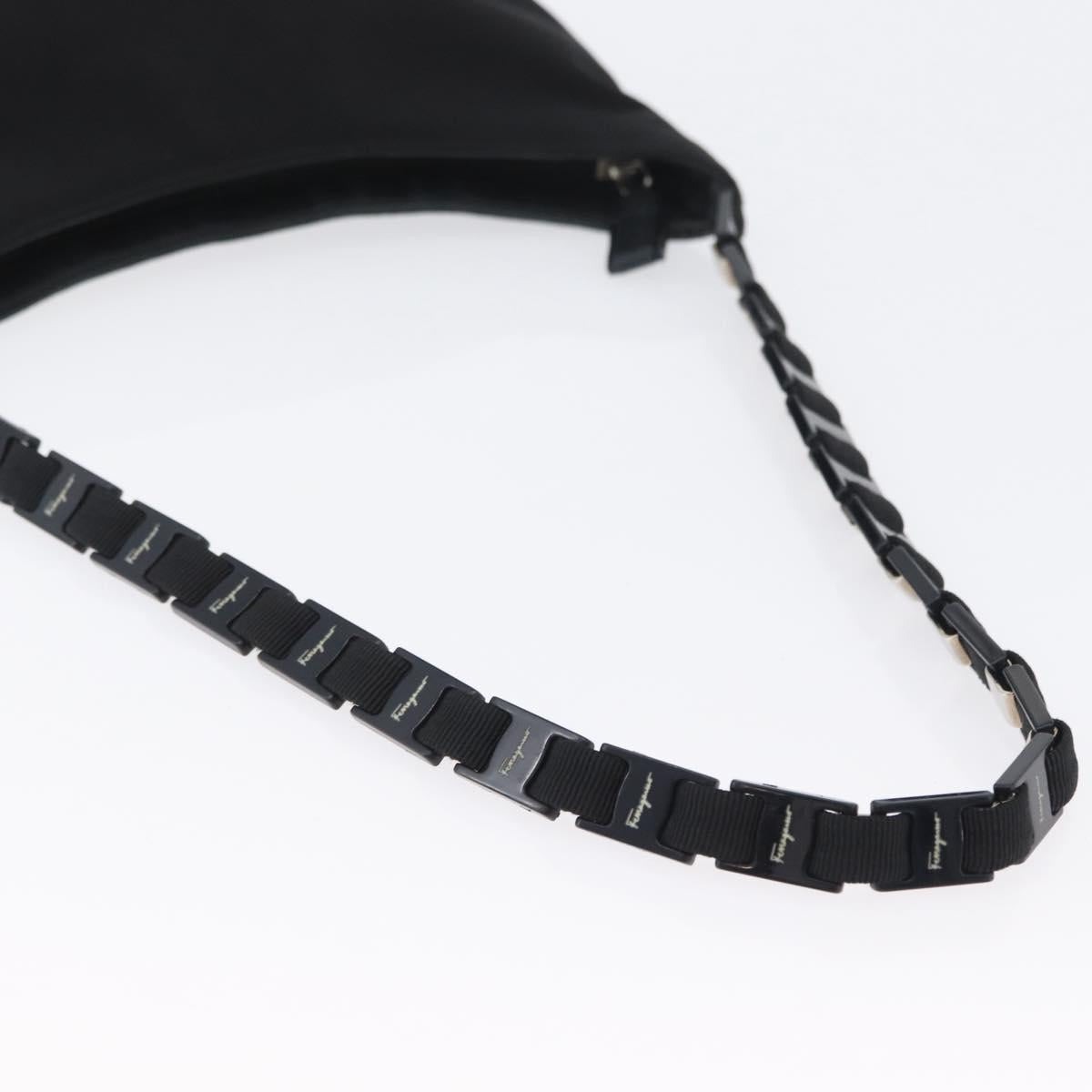 Salvatore Ferragamo Chain Vala Shoulder Bag Nylon Black Auth BA10885