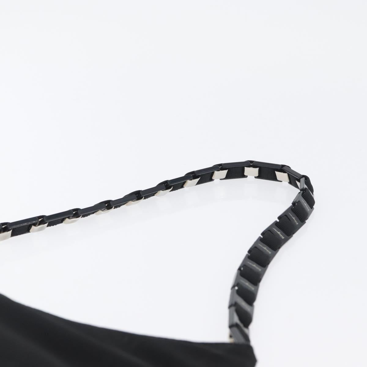 Salvatore Ferragamo Chain Vala Shoulder Bag Nylon Black Auth BA10885