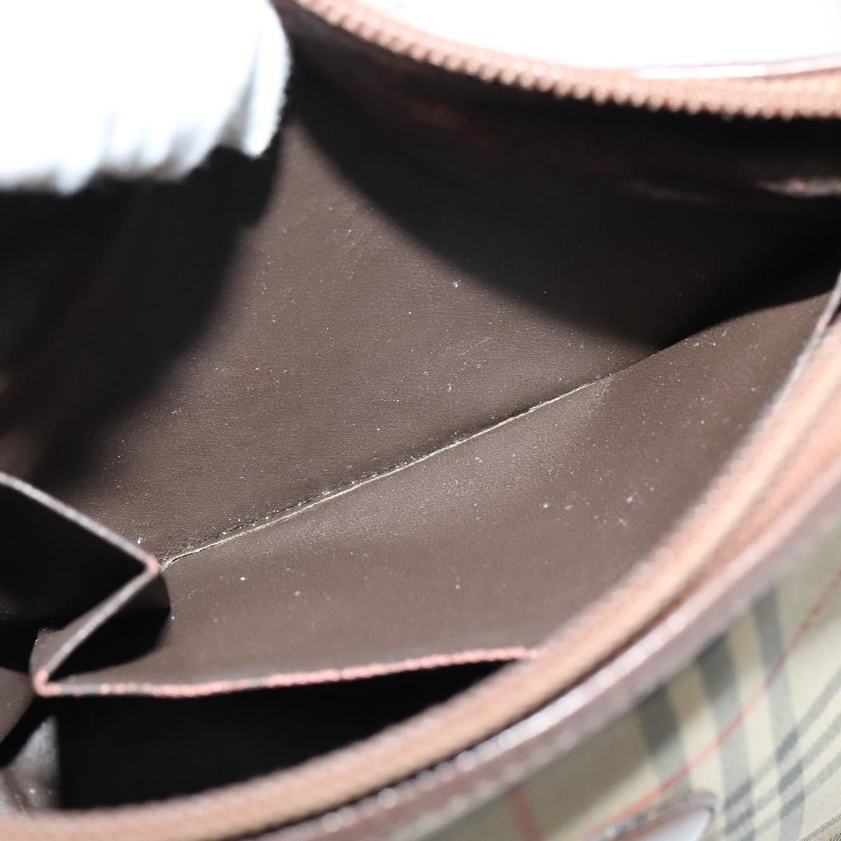 Burberrys Nova Check Shoulder Bag Canvas Brown Gold Auth BA1089