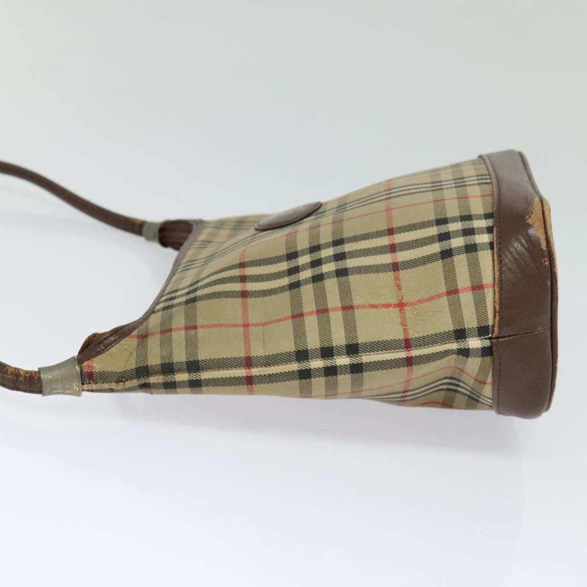 Burberrys Nova Check Shoulder Bag Canvas Brown Gold Auth BA1089