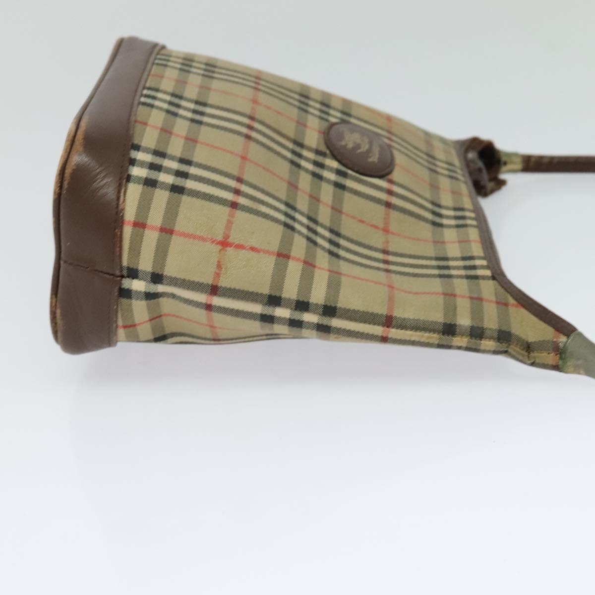 Burberrys Nova Check Shoulder Bag Canvas Brown Gold Auth BA1089