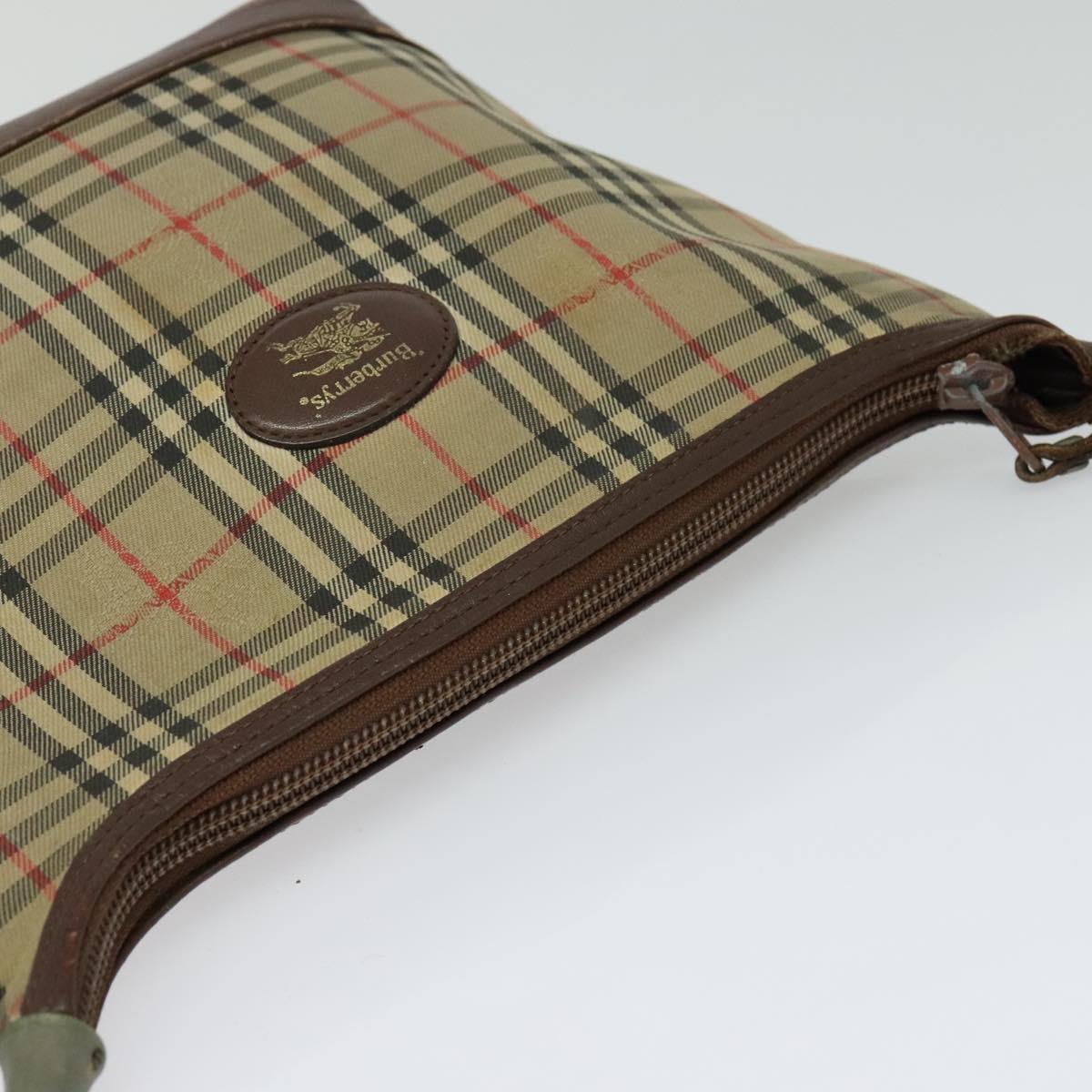 Burberrys Nova Check Shoulder Bag Canvas Brown Gold Auth BA1089