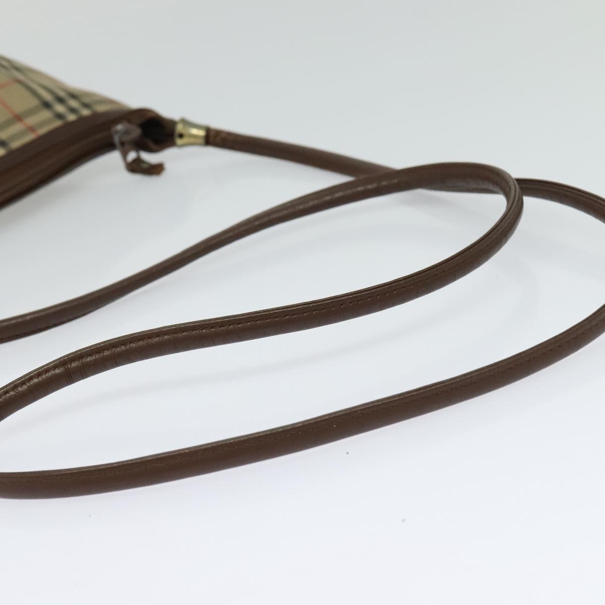 Burberrys Nova Check Shoulder Bag Canvas Brown Gold Auth BA1089