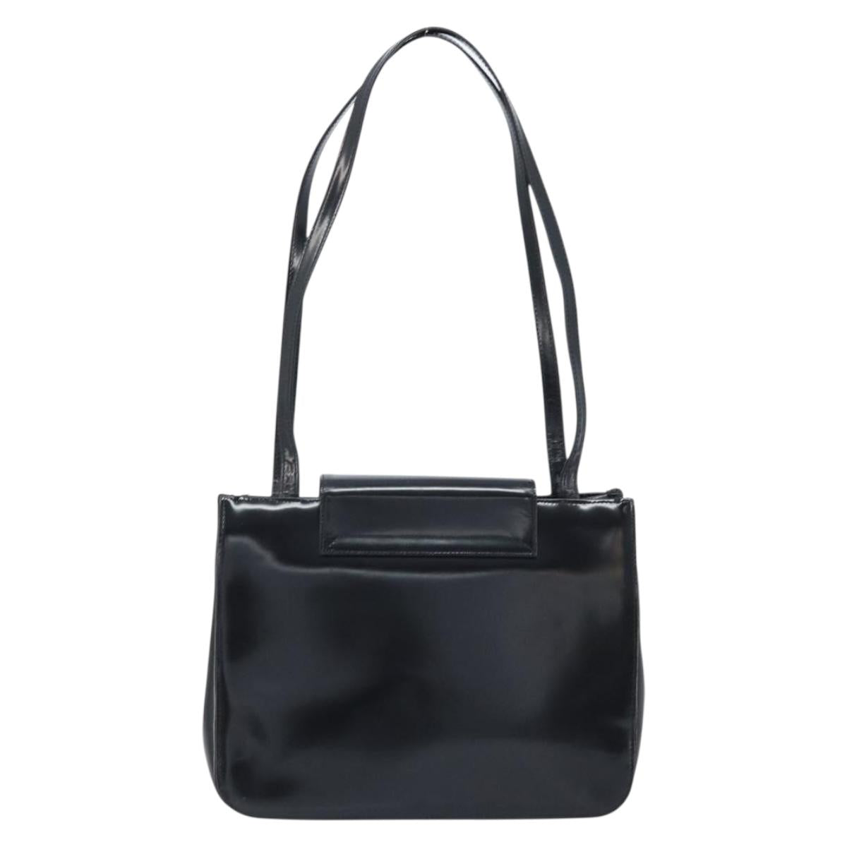 Gianni Versace Tote Bag Patent leather Black Gold Auth BA10900