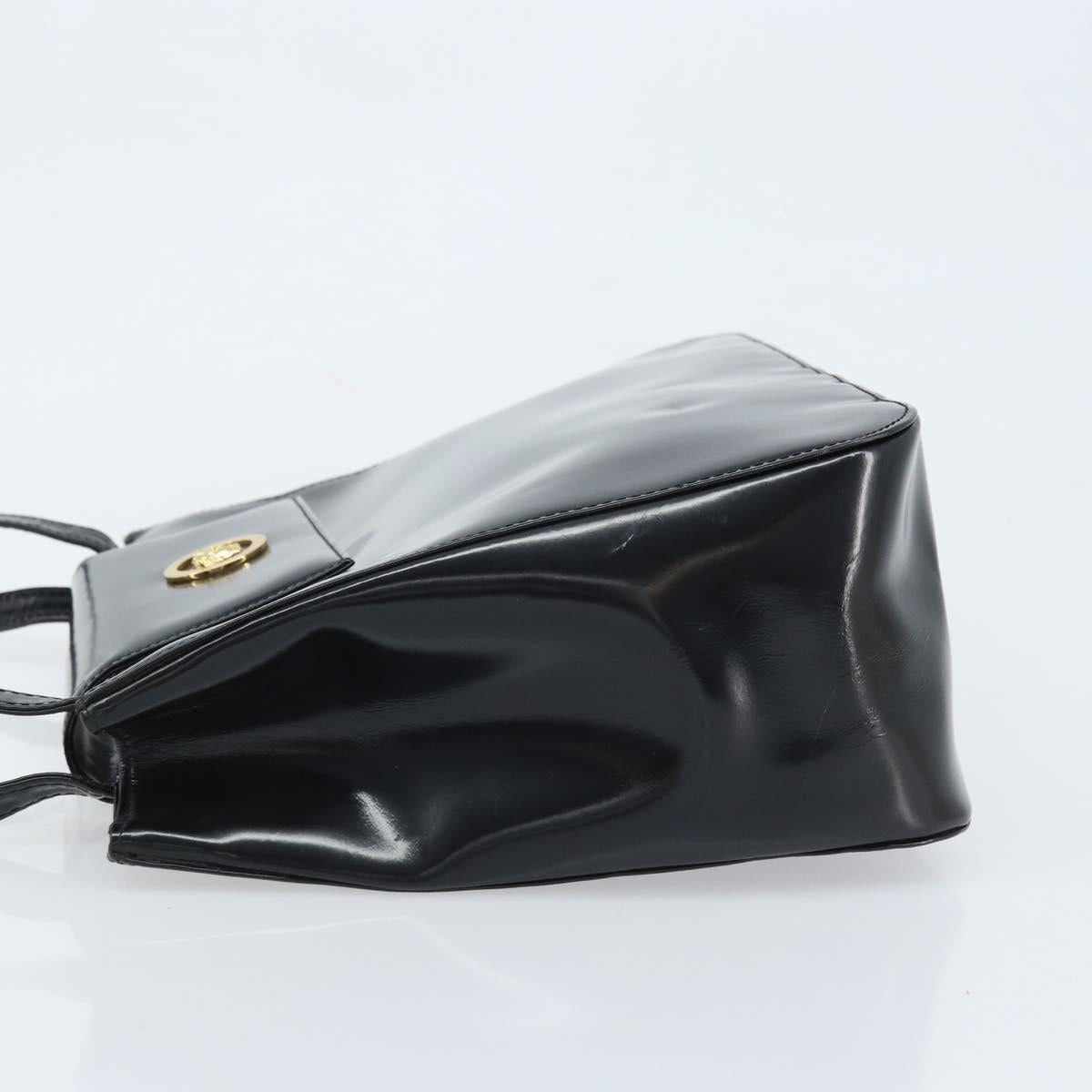 Gianni Versace Tote Bag Patent leather Black Gold Auth BA10900