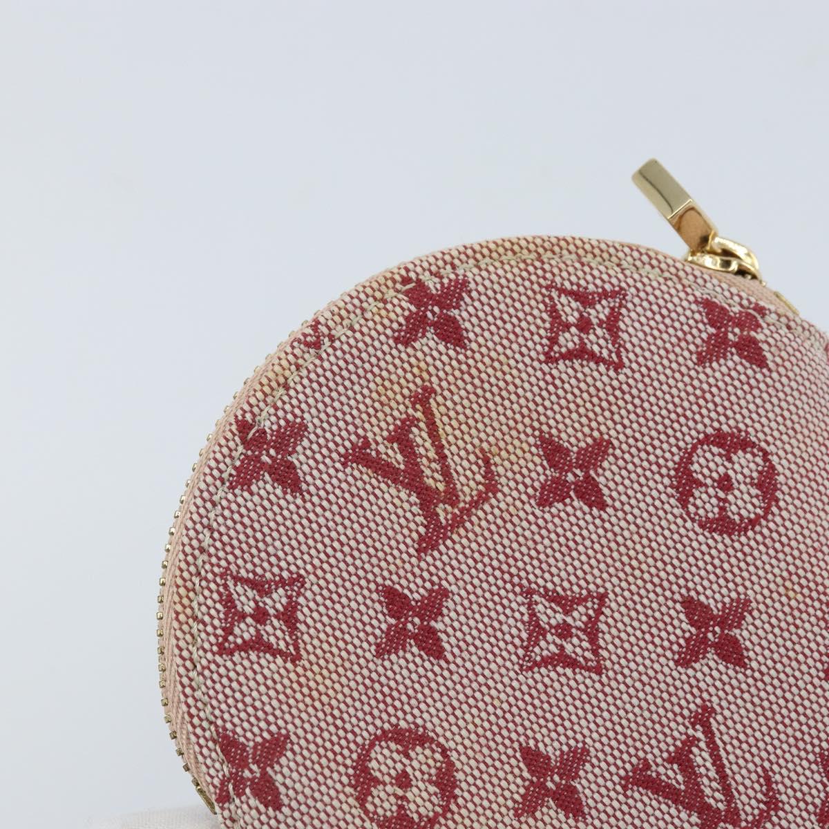 LOUIS VUITTON Monogram Mini Porte Monnaie Ron Coin Purse Red M92462 Auth BA10901