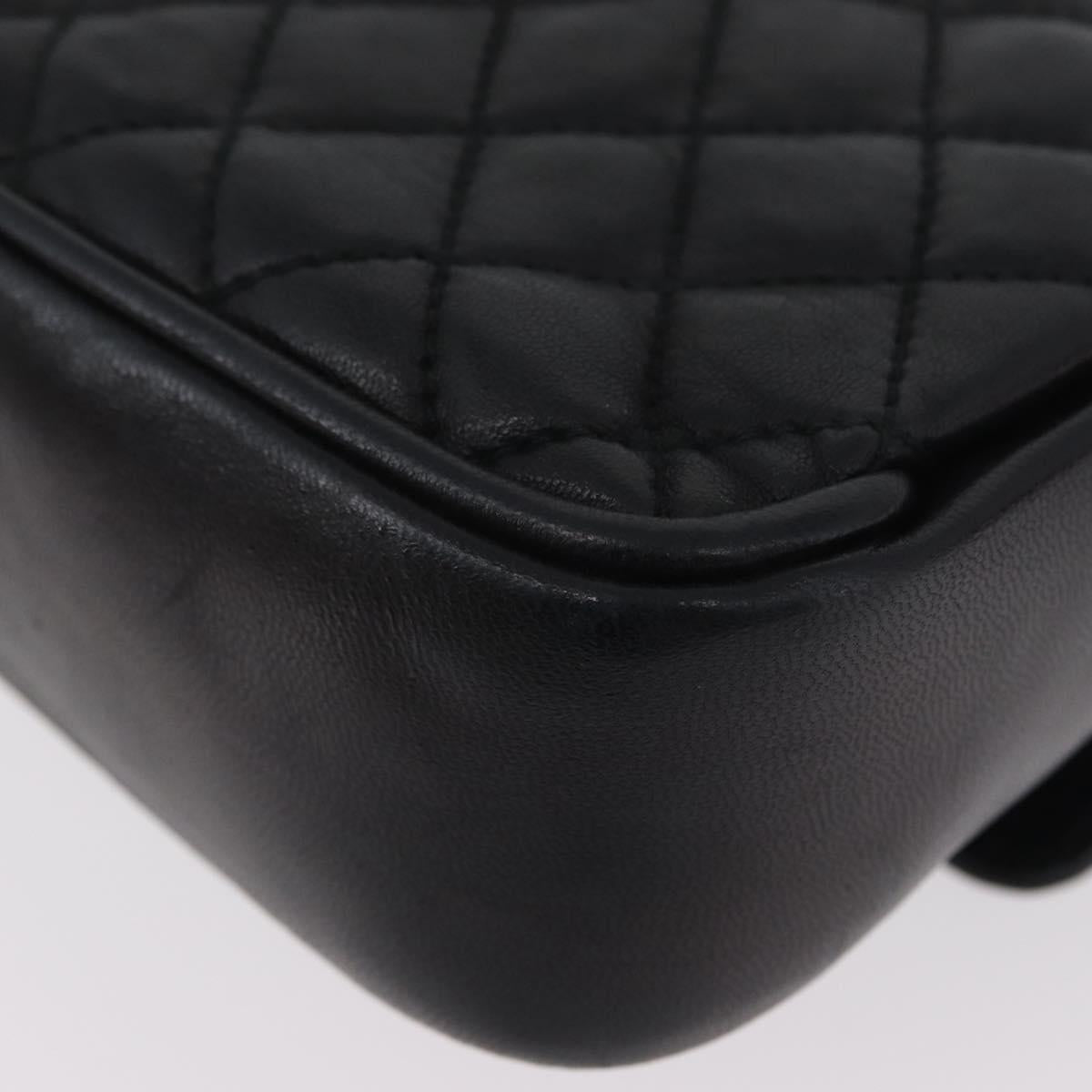 BALLY Chain Shoulder Bag Leather Black Gold Auth BA10906