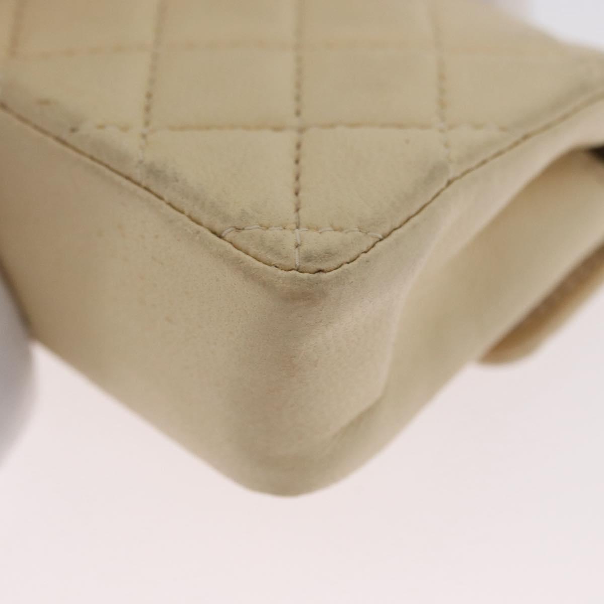CHANEL Matelasse Pouch Lamb Skin Beige Gold CC Auth BA10922