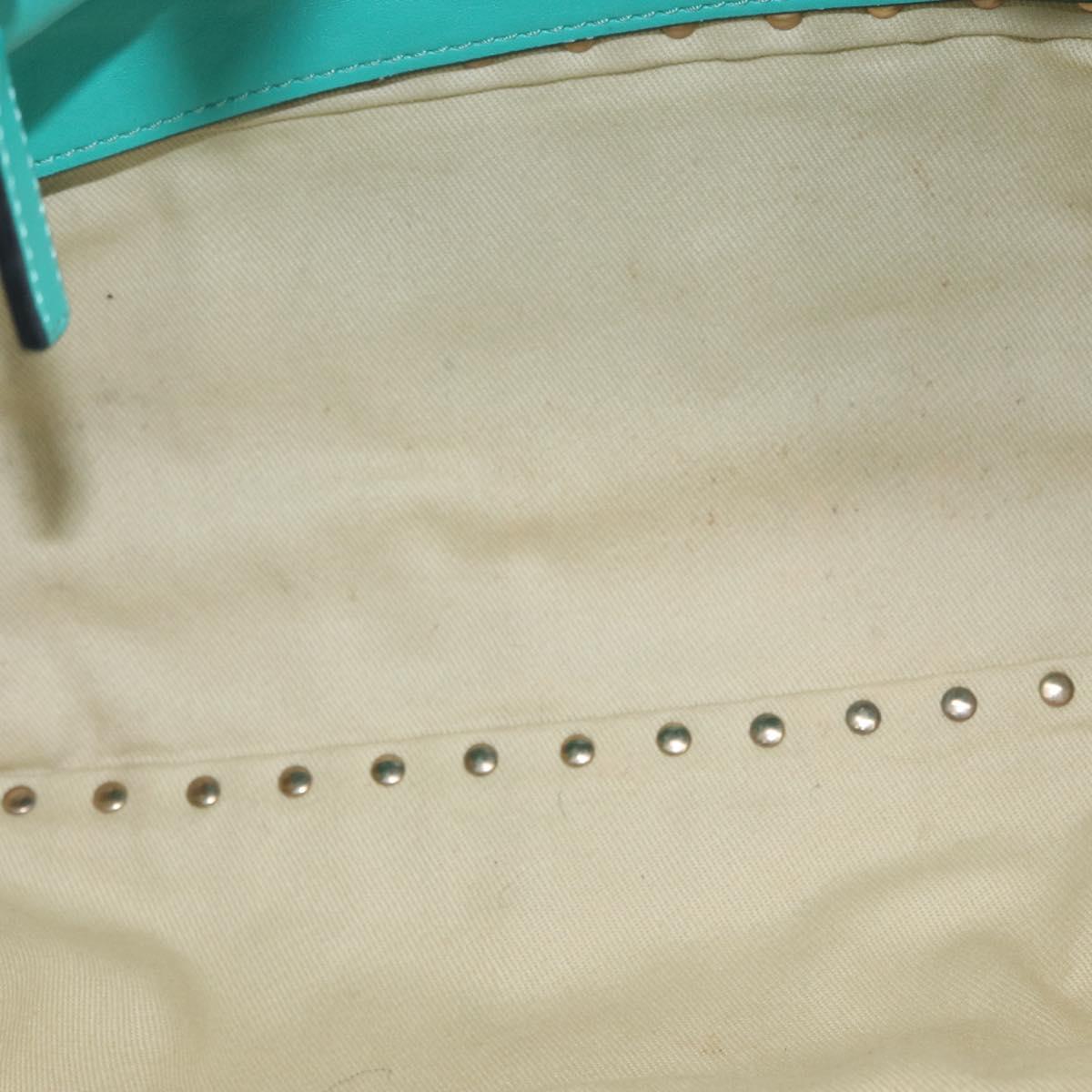 VALENTINO Rock Studs Hand Bag Leather 2way Green Gold Auth BA10926
