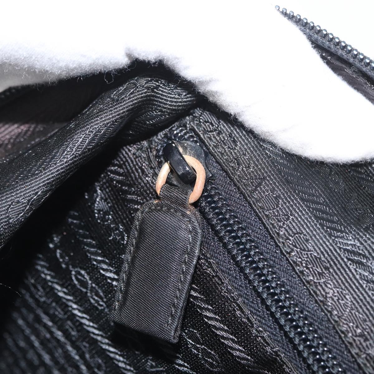 PRADA Hand Bag Nylon Black Silver Auth BA10929