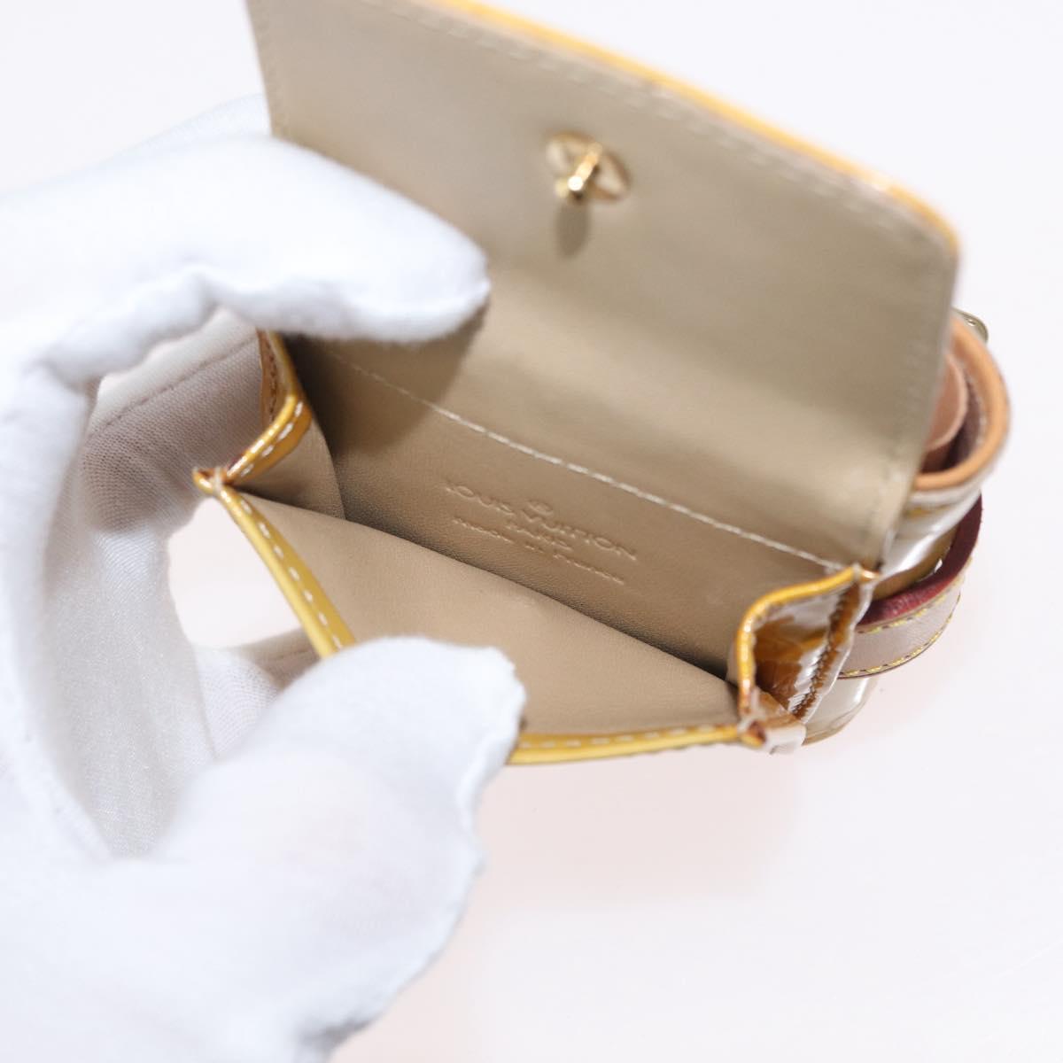 LOUIS VUITTON Vernis lafayette street Coin Purse Beige M91013 LV Auth BA10937