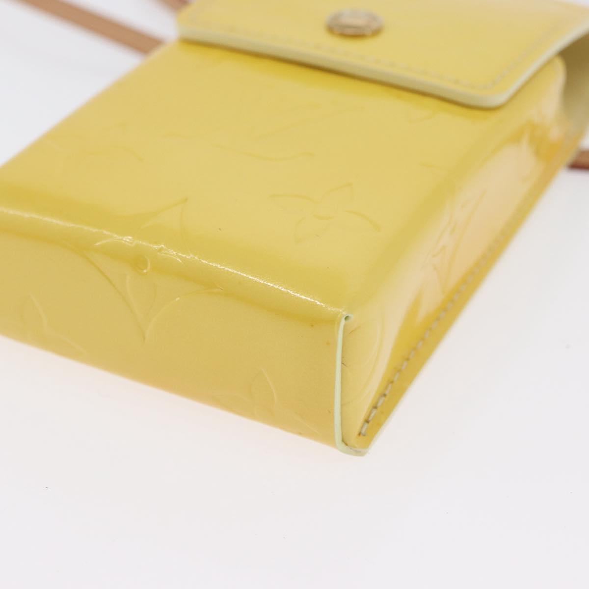 LOUIS VUITTON Vernis Green Cigarette Case Lime Yellow M91052 LV Auth BA10938