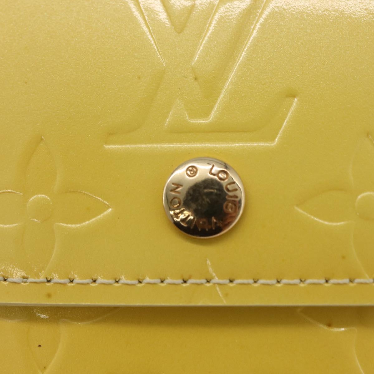 LOUIS VUITTON Vernis Green Cigarette Case Lime Yellow M91052 LV Auth BA10938