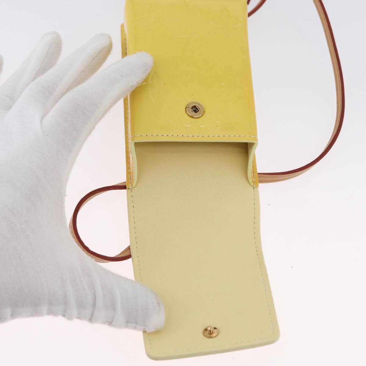 LOUIS VUITTON Vernis Green Cigarette Case Lime Yellow M91052 LV Auth BA10938
