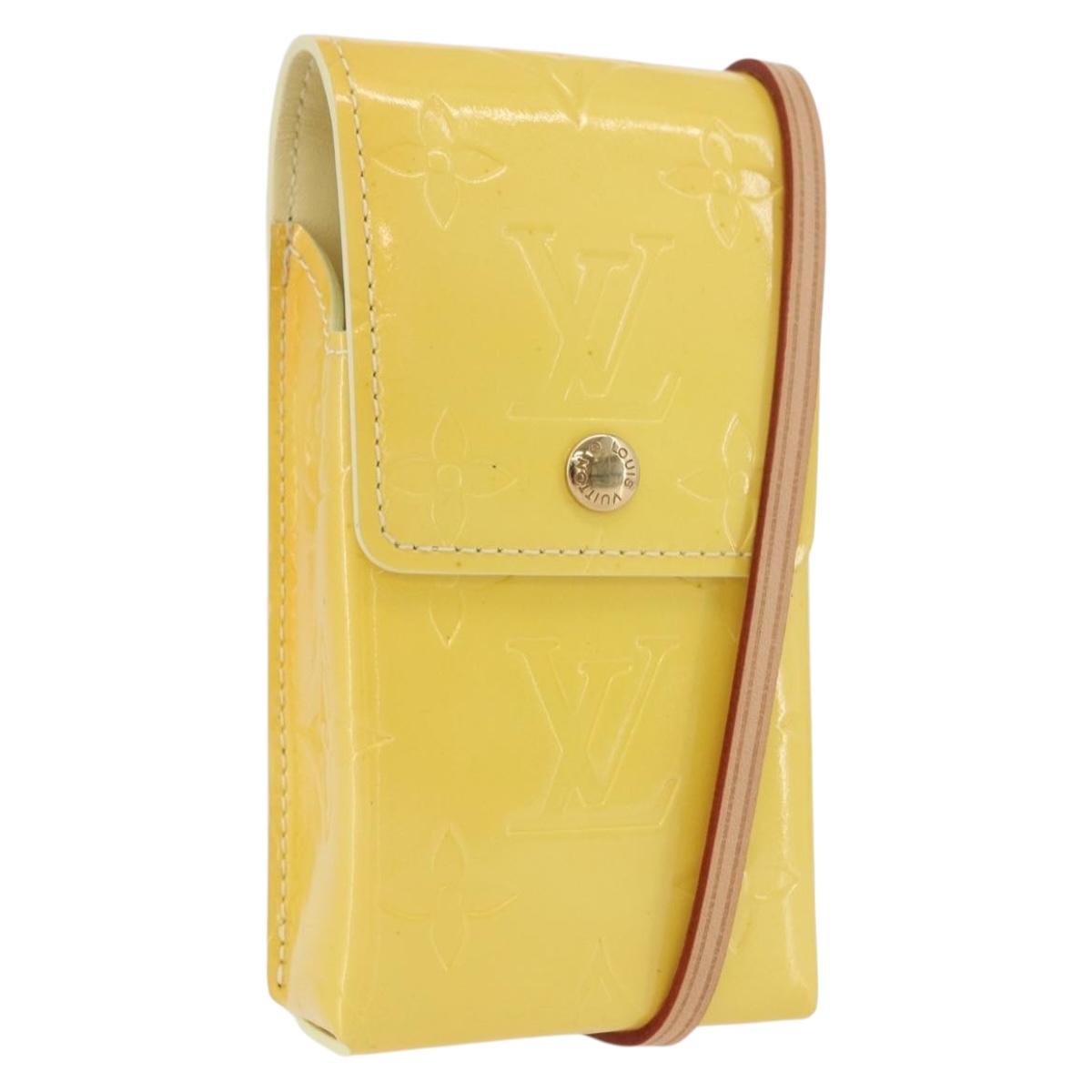 LOUIS VUITTON Vernis Green Cigarette Case Lime Yellow M91052 LV Auth BA10938