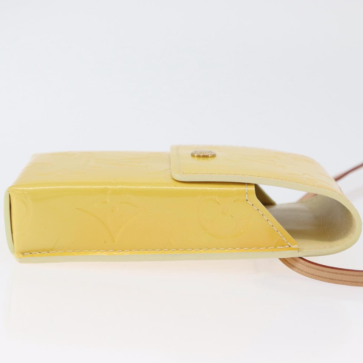 LOUIS VUITTON Vernis Green Cigarette Case Lime Yellow M91052 LV Auth BA10938