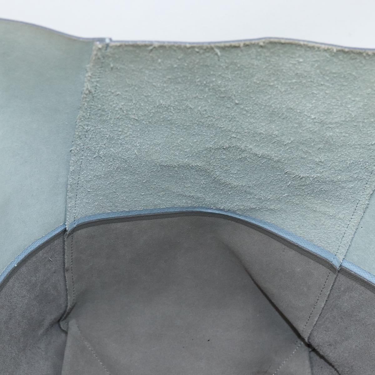 CELINE Horizontalkava Tote Bag Leather Light Blue Silver Auth BA10939