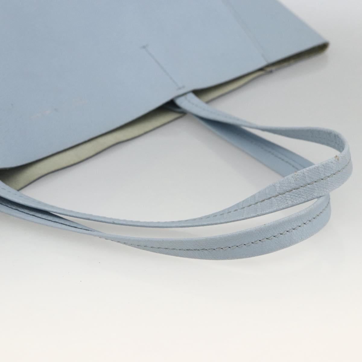 CELINE Horizontalkava Tote Bag Leather Light Blue Silver Auth BA10939